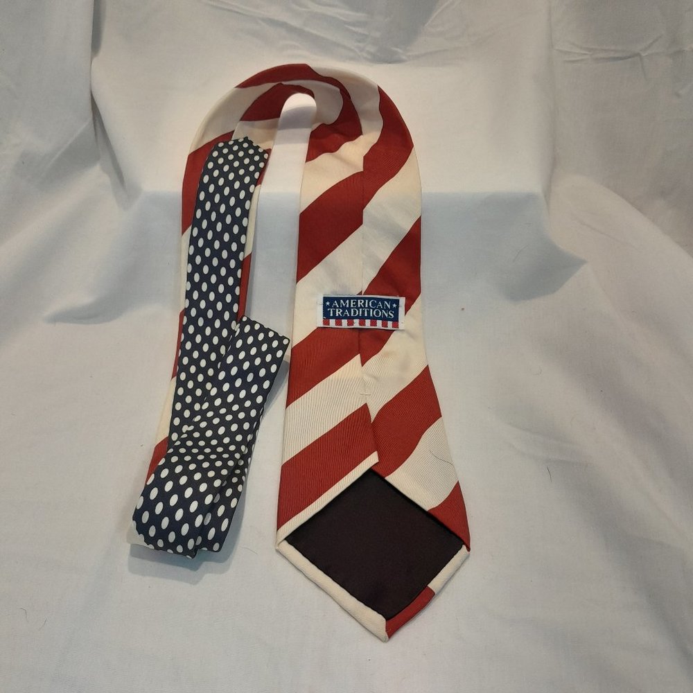American Traditions Red, White & Blue Flag Themed Men's Classic Length Necktie